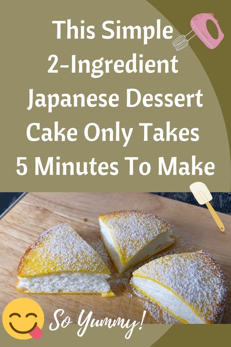 Chinese Deserts, Chinese Dessert Recipes, 2 Ingredient Cakes, 5 Ingredient Desserts, 2 Ingredient Desserts, Japan Dessert, Asian Dessert Recipes, Japanese Dessert Recipes, No Egg Desserts