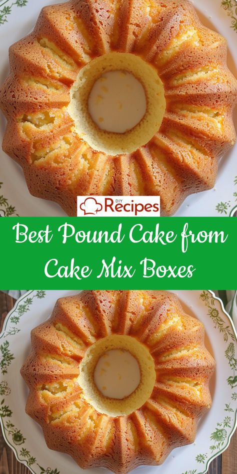 Try the best pound cake recipe made from cake mix boxes for a tasty treat. How To Make Pound Cake From Box Cake, Box Pound Cake Recipes, Cake Mix Cakes Recipes, Pound Cake From Cake Mix Boxes, Cake From Cake Mix Boxes, Cake Box Mix Recipes, Cake Mix Pound Cake, Simple Pound Cake, Cake Mix Recipes Homemade