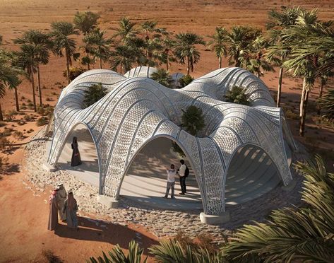 MEAN proposes 3D printed parametric desert pavilion as an oasis in jordan Desert Pavilion, Mobile Architecture, Pavilion Plans, Pavilion Architecture, Parametric Architecture, Generative Design, Wadi Rum, Parametric Design, Geodesic Dome