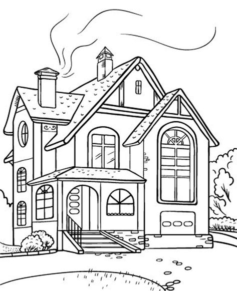 House Colouring Pages, Rainbow Canvas, صفحات التلوين, Free Adult Coloring Pages, Cartoon Sketches, House Drawing, Cute Coloring Pages, Free Printable Coloring, Animal Coloring Pages