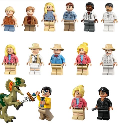 All new LEGO Jurassic Park 30th Anniversary Minifigures Lego Jurassic Park, Lego Dinosaur, Lego Jurassic, Jurrasic Park, Lego Characters, June 1st, Jurassic Park World, 30th Anniversary, Jurassic World