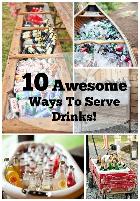 Graduation Party Drinks, Outdoor Drink Station, Drink Station Ideas, Wedding Coolers, Beverage Station Party, Bbq Drinks, Wedding Drink Station, Backyard Graduation Party, Drink Display