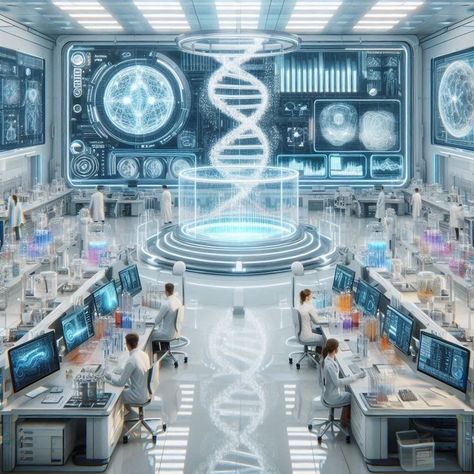 Futuristic Lab, Sci Fi Aesthetic, Dna Art, Future Technology Concept, Tech Lab, Futuristic Tech, Laboratory Design, Backyard Layout, Biology Labs