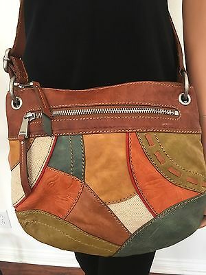 Fossil Genuine Leather Messenger Crossbody Bag Patchwork Designer Fashion Hip | eBay Sew Patchwork, Bags To Make, Bag Pattern Free, Leather Patchwork, Patchwork Bags, Fossil Bags, Leather Bags Handmade, Genuine Leather Bags, Chic Handbags