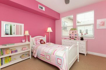 Bedroom Ideas With White Bed, White Bed Furniture, Pink Girls Bedroom Ideas, Pink Girls Bedroom, Pink Bedroom Walls, Kids Bedroom Ideas, Girls Bedroom Colors, Yellow Bedroom Decor, Room Color Combination