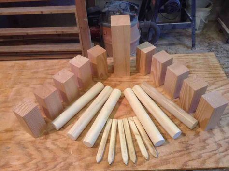 How to Make Your Own Kubb Set Kubb Game, Airstream Camping, Cool Calendars, Carpentry Skills, Wood Games, Yard Games, Backyard Games, Hand Saw, Casual Game