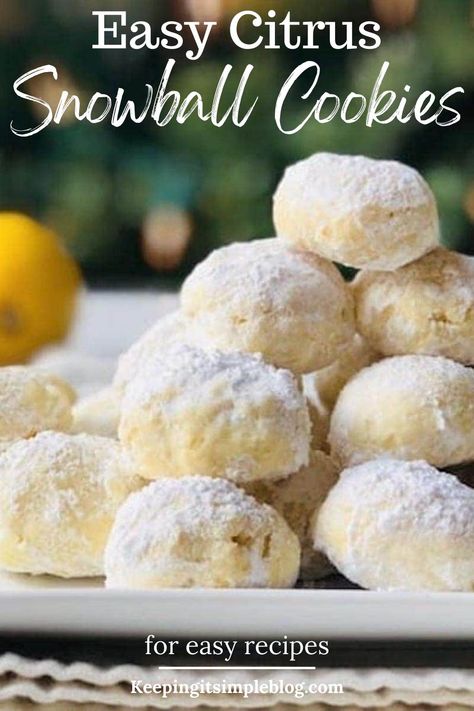 A delicious melt in your mouth snowball cookie with a hint of citrus. The outside is perfectly crisp and the inside crumbles in your mouth when you eat them. So good and so easy to make. Snowball Cookie, Awesome Cookies, Sweet Board, Meltaway Cookies, Cookie Boxes, Drink Inspiration, Snowball Cookies, Keto Friendly Desserts, Delicious Cookies