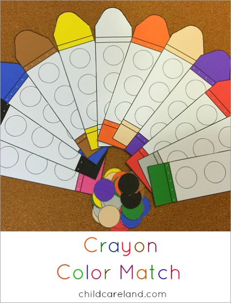 Crayon color match for color recognition and fine motor development. Preschool Colors, Teaching Colors, Preschool Class, Tot School, Preschool Lessons, Preschool Math, Preschool Classroom, Preschool Fun, Special Education Classroom