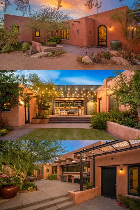 Desert Home Exterior Ideas, Modern Adobe Architecture, Mid Century Adobe House, Adobe Homes Modern, Desert House Architecture, Desert Home Architecture, Adobe Brick House Exterior, Adobe House Floor Plans, Southwest Adobe Homes