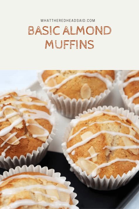 Basic Almond Muffins - What the Redhead said Almond Muffins Healthy, Almond Flavored Muffins, Almond Muffins Recipes, Almond Meal Muffins, Icing Sugar Recipe, Cherry Almond Muffins, Almond Poppyseed Muffins, Easy Delicious Cakes, Make Almond Flour