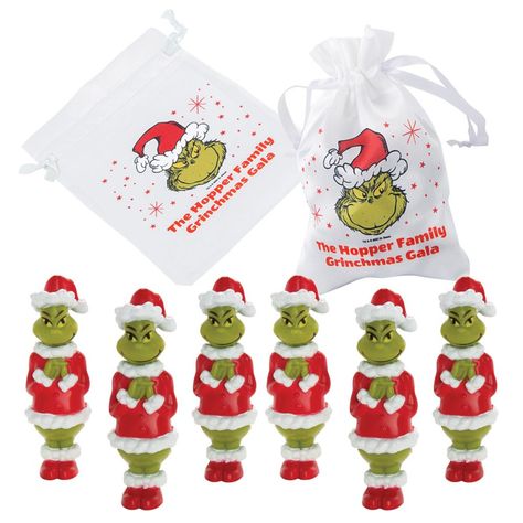 Wish friends, neighbors and family members a Merry Grinchmas with the help of this kit! Whether you're hosting a holiday party at a school, church or community event, these party favor kits are sure to delight young Grinch fans. They're also great as classroom rewards and holiday party prizes! (48 pcs. per unit) © OTC / TM & © 2022 Dr. Seuss Enterprises, L.P. All Rights Reserved.Includes:o 24 Vinyl Dr. Seuss(TM) The Grinch Toys (1" x 1" x 3 1/2")o 24 Personalized Dr. Seuss(TM) The Grinch Satin D Grinch Goody Bags Party Favors, Grinch Party Favors For Adults, Grinch Party Favors, Holiday Party Prizes, Grinch Toys, Party Prizes, Grinch Party, Party Favors For Adults, Merry Grinchmas