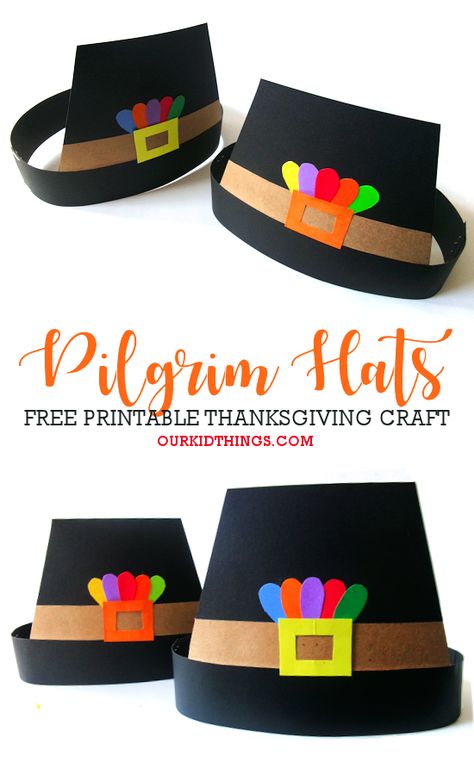 Pilgrim Hat Craft Thanksgiving Headband Craft Preschool, Paper Pilgrim Hats, Pilgrims Hat Craft, Pilgrim And Indian Hats, November Crafts For Kindergarteners, Pilgrim Hat Craft Preschool, Pilgrim Handprint Crafts For Kids, Pilgrim Craft Preschool, November Activity For Kids