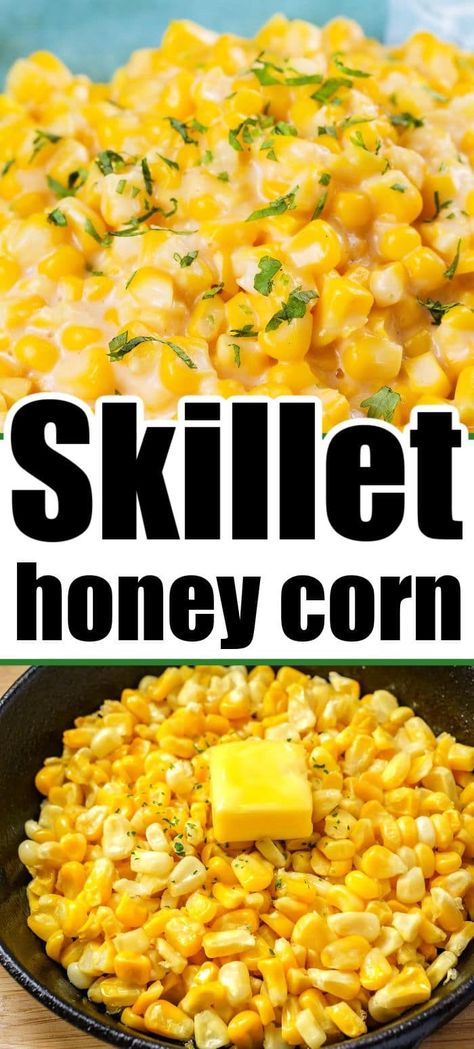 Honey butter skillet corn is the best Thanksgiving side dish, for Christmas or year round. Made in a cast iron skillet or pan, you'll love it. Side Dish Christmas, Pressure Cooker Cabbage, Honey Butter Skillet Corn, Corn Recipes Side Dishes, Skillet Corn, Corn Side Dish, Best Side Dish, Creamed Corn Recipes, Best Thanksgiving Side Dishes