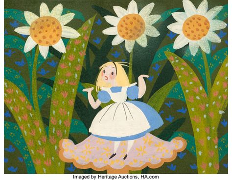 Mary Blair Alice in Wonderland Alice and Flowers Concept Painting | Lot #96081 | Heritage Auctions Mary Blair, Alice In Wonderland, Concept Art, Disney, Flowers, Art