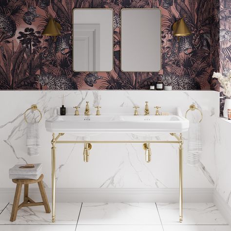 Modern Classic Bathroom, Edwardian Bathroom, Bathroom Furniture Uk, Burlington Bathroom, His And Hers Sinks, Traditional Bathroom Designs, Traditional Bathrooms, House Bathrooms, Art Deco Bathroom