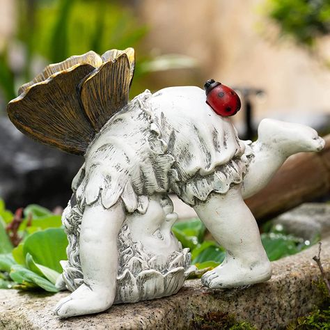 This solar flower fairy statue is very easy to install and use. simply turn on the switch and place it under the sunlight and let them charge during the day. they will automatically turn on at night to provide a warm and welcoming glow for 8-10hours. #ad #sponsored Fairy Garden Tree Stump, Lawn Statues, Garden Accessories Decor, Whimsical Garden Decor, Creative Garden Decor, Garden Nook, Resin Ornaments, Solar Flower, Outdoor Garden Statues