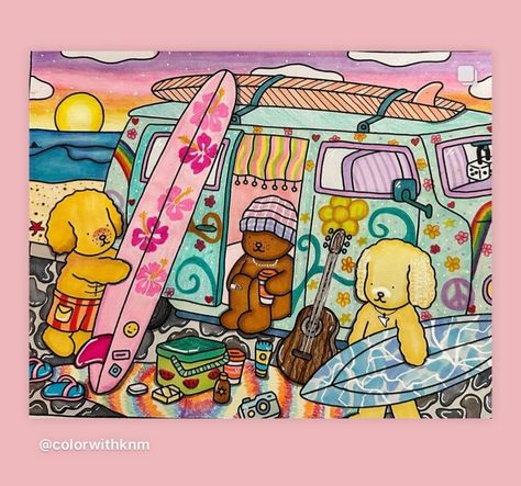 Finished Bobbie Goods Coloring Pages, Bobbie Goods Colored, Bobbi Goods, Bobbie Goods, Color Me Mine, Dorm Art, Bear Coloring Pages, Detailed Coloring Pages, Easy Coloring Pages