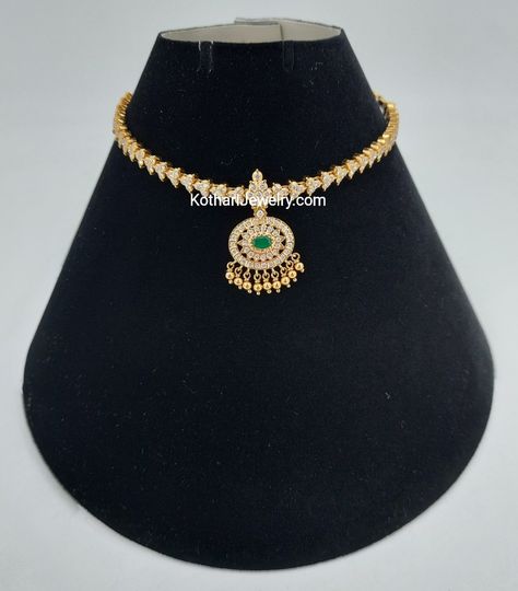 Addigai Necklace Diamond, Diamond Addigai Designs, Addigai Designs, Addigai Necklace Gold, Closed Setting Diamond Necklace, Diamond Addigai, Close Setting Diamond Jewellery, Fashion Jewelry Necklaces Gold, Uncut Diamond Necklace