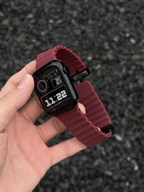 1pc Liquid Silicone Sport Magnetic Watch Band Compatible With Apple Watch Band Apple Watch 42mm 38mm 40mm 41mm 44mm 45mm 46mm 49mm Fashion Smart Watch Replacement Apple Watch Strap For Series Ultra2 Ultra SE2 SE 10 9 8 7 6 5 4 3 2 1 For Women Men Wine Color As A Gift For Students Returning To School Burgundy    Silicone  Smartwatch Bands   Watch Accessories & Tools, size features are:Bust: ,Length: ,Sleeve Length: Flower Press Kit, Apple Watch バンド, Color Vino, Apple Watch Bands Sports, Artist Shirts, Apple Watch 42mm, Apple Watch Ultra, Yeah Yeah, Eco Tote Bag