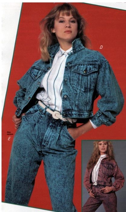 1988 stone washed denim jacket and pant 1980s Outfits, Vintage Fashion 1980s, Style Année 80, 80s Inspired Outfits, 1980s Fashion Women, 1980s Fashion Trends, Look 80s, Decades Fashion, Fashion 1980s