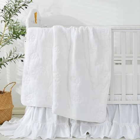 Brandream Gender Neutral Boho Bohemian Baby Girl Boy Nursery Crib Bedding Set - 3pc - Solid Color White Farmhouse Chic Unisex Elephant Embroidery Cotton Quilt Set Elephant Crib Bedding, Elephant Embroidery, Boys Crib Bedding Sets, Baby Crib Sets, Bohemian Nursery, White Crib, Baby Crib Bedding Sets, Cotton Quilt Set, Boys Crib