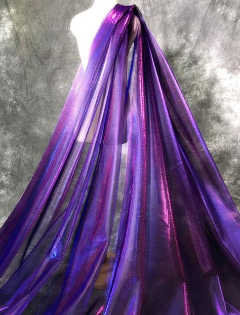 40%off-blue Purple Mesh Fabric Soft Mesh Fabric Wedding - Etsy Blue And Purple Dress, Iridescent Clothing, Black And Gold Outfit, Pink And Green Dress, Holographic Fabric, Long Veil Wedding, Iridescent Dress, Purple Wedding Dress, Moon Dress