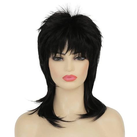 80s Mullet, 80s Wig, Short Black Wig, Short Black Wigs, Short Mullet, Mullet Wig, Black Curly Wig, Layered Wig, Black Curly