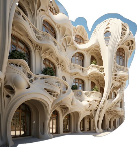 Art Nouveau Exterior Architecture, Art Nouveau Futuristic, Modern Art Nouveau Architecture, Art Nouveau Architecture Drawings, Art Nouveau Buildings, Art Noveau Houses Exterior, Cool Architecture Buildings, Gaudy Architecture, Art Nouveau Architecture Interior