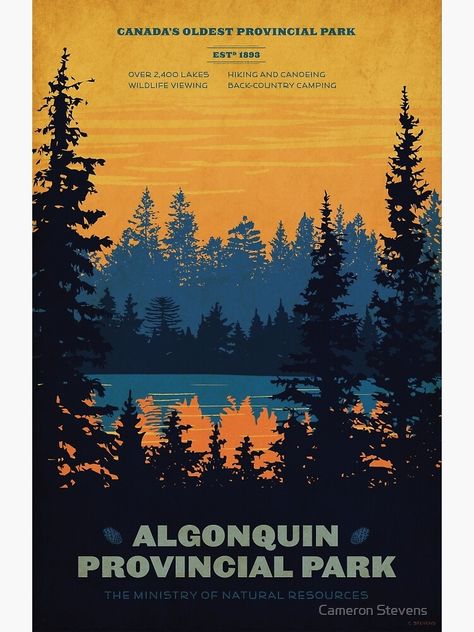 Algonquin Provincial Park, Posters Canada, Algonquin Park, Canada National Parks, Parks Canada, Ligne Claire, National Park Posters, Canada Travel, Vintage Travel Posters