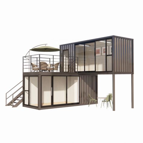 Container House Design 20ft, Cargo Container Office, Container Office Design Ideas, 3 Shipping Container Home, 20 Ft Container Office, Shipping Container Office Ideas, Small Factory Design, Container Office Design, Shipping Container Apartment