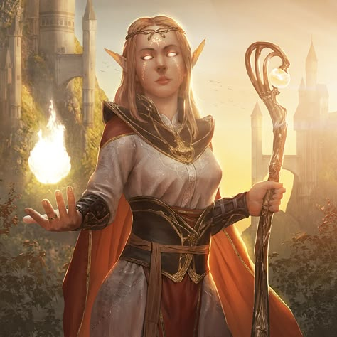 ArtStation - Elf Sorcerer, Ameen Naksewee Elf Sorcerer, Female Elf, Heroic Fantasy, High Elf, Dungeons And Dragons Characters, Wow Art, Fantasy Inspiration, Medieval Fantasy, Dnd Characters