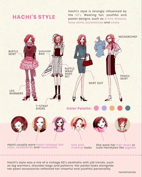 Pink Harajuku Fashion, Nana Hachi Inspired Outfits, Hachi Hairstyle, Hachi Nana Outfits, Nana Hairstyle, Hachi Inspired Outfits, Nana Aesthetic, Nana Fashion, Nana Clothes