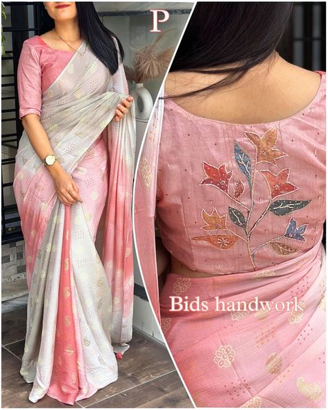 *A perfect light weight saree with handwork blousein back side of blouse.* *Product details*👇🏻 *Saree- Chinnon Silk(5.5m).* *Blouse-Air silk. (1mtr)* *Pattern-* *Saree- 3D printed saree with a touch of ivory work & tussels in pallu.* *Blouse-printed with Multi color Bids handwork.* WhatsApp 6377811829 Long Gown Dress, Saree Models, Trendy Sarees, Printed Saree, Soft Silk Sarees, Long Gown, Printed Sarees, Blouse Designs, Lehenga