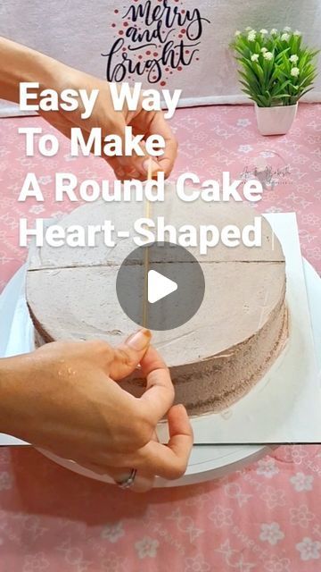 Bakester Aameera👩🏻‍🍳 | Cakes & Desserts | Cake Artist on Instagram Diy Heart Cake Shape, Make Heart Shaped Cake, How To Make Heart Cake From Circle, Heart Shaped Cake From Round Pan, How To Shape A Heart Cake, Heart Shape Engagement Cake, Heart Cake Out Of Round Cake, How To Make A Heart Cake Shape, How To Turn A Circle Cake Into A Heart