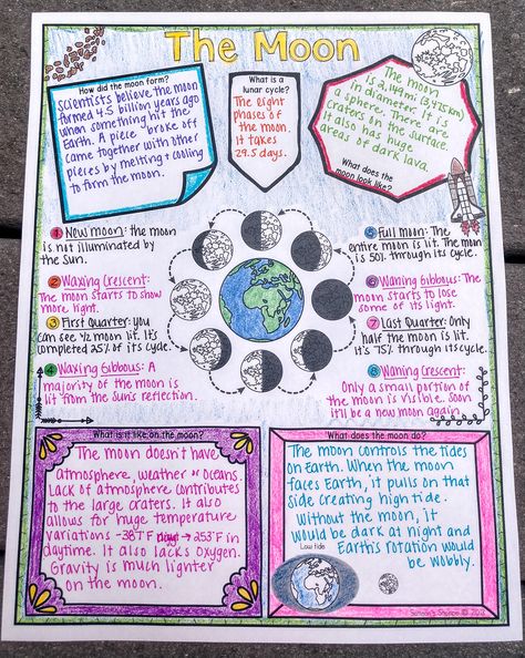 Visual Note Taking, Doodle, and Sketch Note Strategies to Incorporate into Your Classroom - Samson's Shoppe One Pagers For Science, Science One Pager Examples, Sketch Notes Examples, Note Taking Math, Sketchnotes Examples, Taking Notes Ideas, One Pager Examples, Note Strategies, Moon Notes