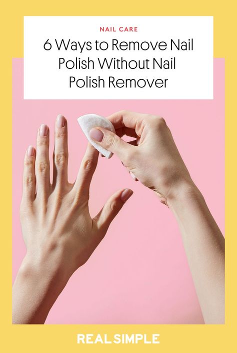 Looking for nail polish remover alternatives? We asked experts how to remove nail polish without nail polish remover using ingredients you probably already have at home. #beauty #nails #nailpolishremover #diy How To Remove Nail Polish With Remover, How To Make Nail Polish Remover, How To Remove Nail Polish From Nails, How To Remove Nail Polish Without Remover, How To Remove Nail Polish, Diy Nail Polish Remover, Beachy Nail Designs, Toenail Health, Nail Whitening