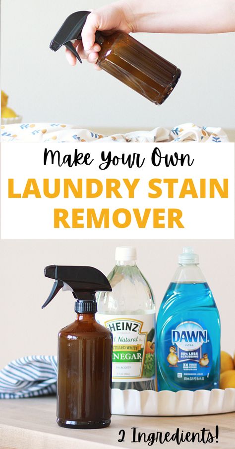 Only vinegar and dawn dish soap to make your own laundry stain remover spray! Never need to buy it from the store again. Works great on mud, grease, food stains and more. #homemade #laundryhacks #laundry #diylife #fromscratch Vinegar Stain Remover, Diy Laundry Stain Remover, Homemade Stain Remover, Vinegar Stain, Homemade Stain Removers, Stain Remover Clothes, Diy Stain Remover, Stain Remover Spray, Homemade Cleaning Supplies