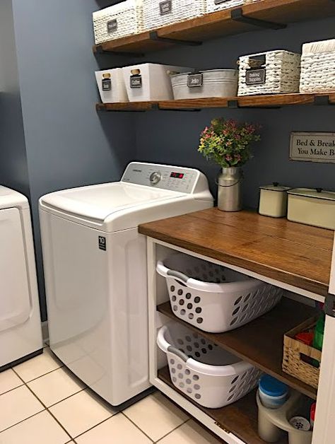 Foldable Shelf Laundry Room, Laundry Basket Cart, Ideas For Small Laundry Spaces, Ikea Hack Laundry Basket Storage, Weird Laundry Room Layout, Pantry And Laundry Room Combo Layout Small Spaces, Laundry Room Folding Station, Walk In Laundry Room, Laundry Basket Holder