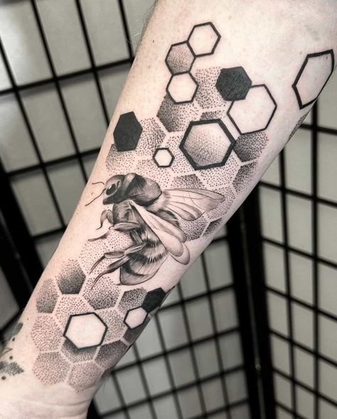 Beehive Tattoo Filler, Dotwork Honeycomb Tattoo, Honeycomb Design Tattoo, Honeycomb Arm Tattoo, Honeycomb Wrist Tattoo, Ladybug Tattoo For Men, Honeycomb Background Tattoo, Hexagon Abstract Design, Bee Tattoos For Men