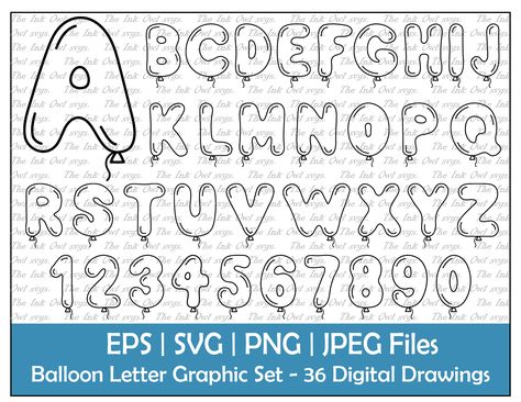 High School Football Posters, Balloons Drawing, Abc Birthday Parties, Stamp Drawing, Balloon Letters, Balloon Words, Typography Alphabet, Text Graphics, Doodle Fonts