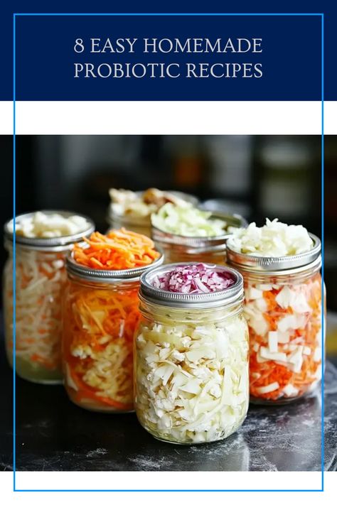 Discover 8 simple and delightful recipes for making your own fermented foods right at home! These gut-friendly probiotics include everything from creamy yogurt to tangy sauerkraut, promoting better digestion and overall health. Learn how to master kombucha brewing or whip up ginger carrots, all while enjoying the process! Fermented foods are not only tasty but also packed with benefits, giving your gut the love it deserves. Start your journey to healthier eating today with these easy recipes! Probiotics Recipes, Microbiome Diet Recipes, Homemade Probiotics, Probiotic Recipes, Ginger Carrots, Kombucha Brewing, Fermenting Weights, How To Brew Kombucha, Fermented Milk