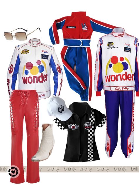 Ricky Bobby And Cal Couple Costume, Ricky Bobby Costume Women, Talladega Nights Costume Women, Ricky And Carly Bobby Costume, Carley Bobby Costume, Carly Bobby Costume, Ricky Bobby Couple Costume, Ricky Bobby Wife Costume, Talladega Nights Costume Couple