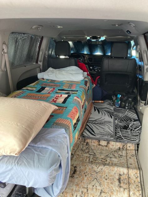 Wife Joins Minivan Camping Adventure Living In Minivan, Camping In Your Suv, Van Camping Minivan, No Build Minivan Camper, Minivan Living, Mini Van Conversion, Mini Van Camper, Arborvitae Landscaping, Minivan Conversion