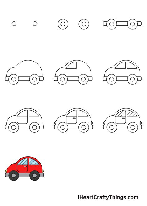 Drawing Car Step By Step, Easy Car Doodle, Auto Drawing Easy, How To Draw A Car Step By Step Easy, Easy Car Drawing Step By Step, Easy Car Drawing For Kids, How To Draw A Car Step By Step, How To Draw A Car Easy, Drawing For Kids Step By Step