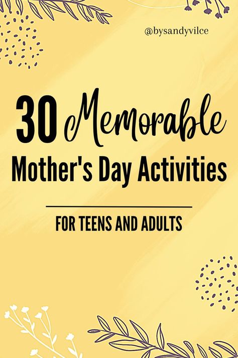 From spending the day at the zoo to movie marathons, here are 30 fun and memorable ways to spend quality time with Mom this Mother's Day. Things To Do On Mothers Day Ideas, Mothers Day Get Together Ideas, Fun Mothers Day Ideas, Mothers Day Things To Do, What To Do On Mother's Day, Mother’s Day Activities For Adults, Things To Do For Mother’s Day, Things To Do On Mother’s Day, What To Do For Mothers Day