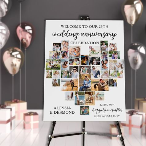 Wedding Anniversary Heart Shaped 36 Photo Collage Foam Board Collage Heart Shape, Heart Shaped Photo Collage, 25th Wedding Anniversary Party, 40th Anniversary Party, 45th Wedding Anniversary, 50th Wedding Anniversary Party, Wedding Anniversary Celebration, 5th Wedding Anniversary, 30th Wedding Anniversary