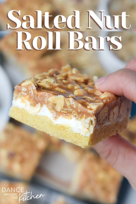 The Best Bars Recipes, Salted Nutroll Bars, Salted Peanut Bars, Salted Nut Bars Recipe, Savory Bars Recipes, Peanut Marshmallow Bars, 9x13 Bar Recipes, Easy Bar Desserts, Jelly Roll Pan Bars