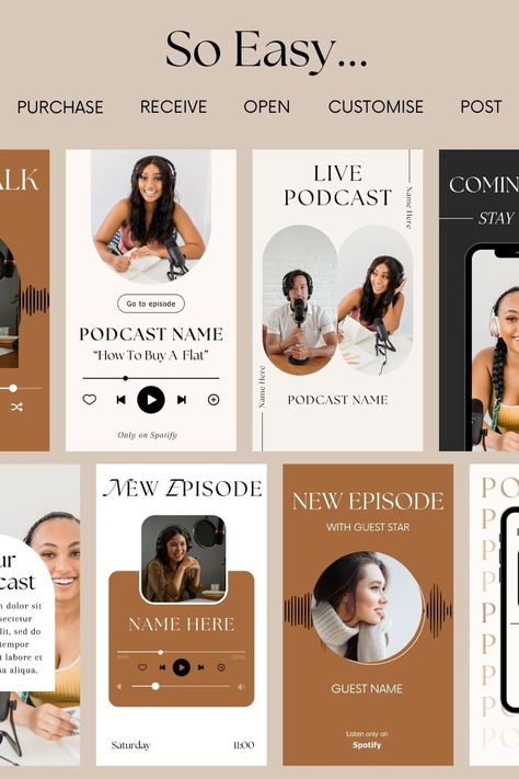 30 editable Podcast Instagram Templates to promote your podcast on social media! Podcast Instagram Bio, Podcast Cover Design Inspiration, Social Media Reels Design, Podcast Promotion Design, Podcast Template Design, Podcast Design Ideas, Podcast Social Media Post, Podcast Social Media Design, Podcast Instagram Feed