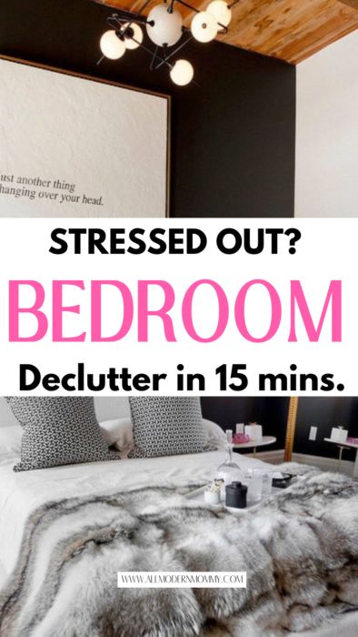 How to Declutter Bedroom in 15 Minutes Organize Bedroom Clutter, Uncluttered Bedroom, Farmhouse Dining Room Light, Organize Bedroom, How To Declutter Your Bedroom, Bedroom Declutter, Easter Front Porch Decor, Rustic Farmhouse Dining Room, Bedroom Clutter