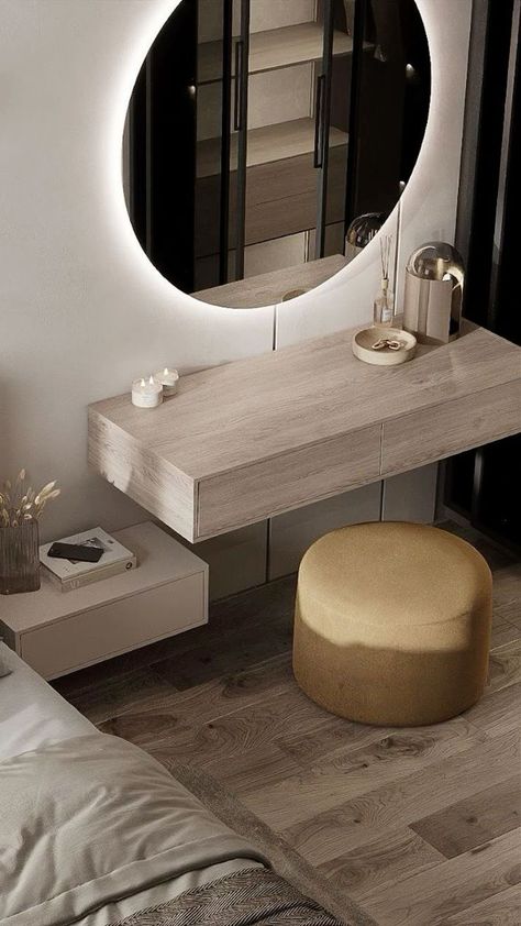 Minimalist Vanity Ideas Bedroom, Simple Dressing Table Designs, Bedroom Vanity Set, Luxury Living Room Decor, Home Hall Design, Luxury Closets Design, Dream Apartment Decor, Home Design Floor Plans, Bedroom Decor Design